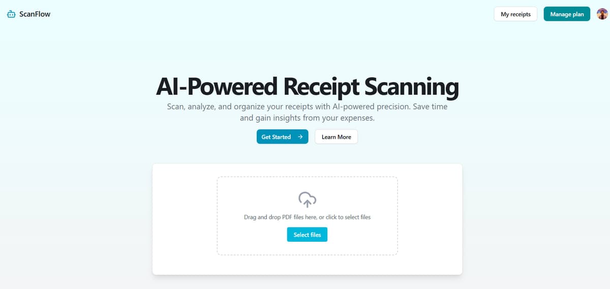 ScanFlow - AI-Powered Receipt Scanning screenshot 1